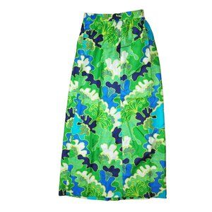 Vintage 1960s–70s Handmade Psychedelic Floral Maxi Skirt | Lined